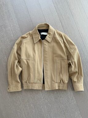 Nour Hammour Beige Dalma Nubuck Suede Jacket